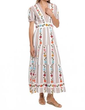 NEW BINDU deep v-neck maxi dress in multi